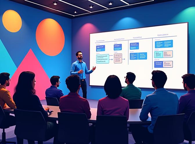 vibrant tech conference hall