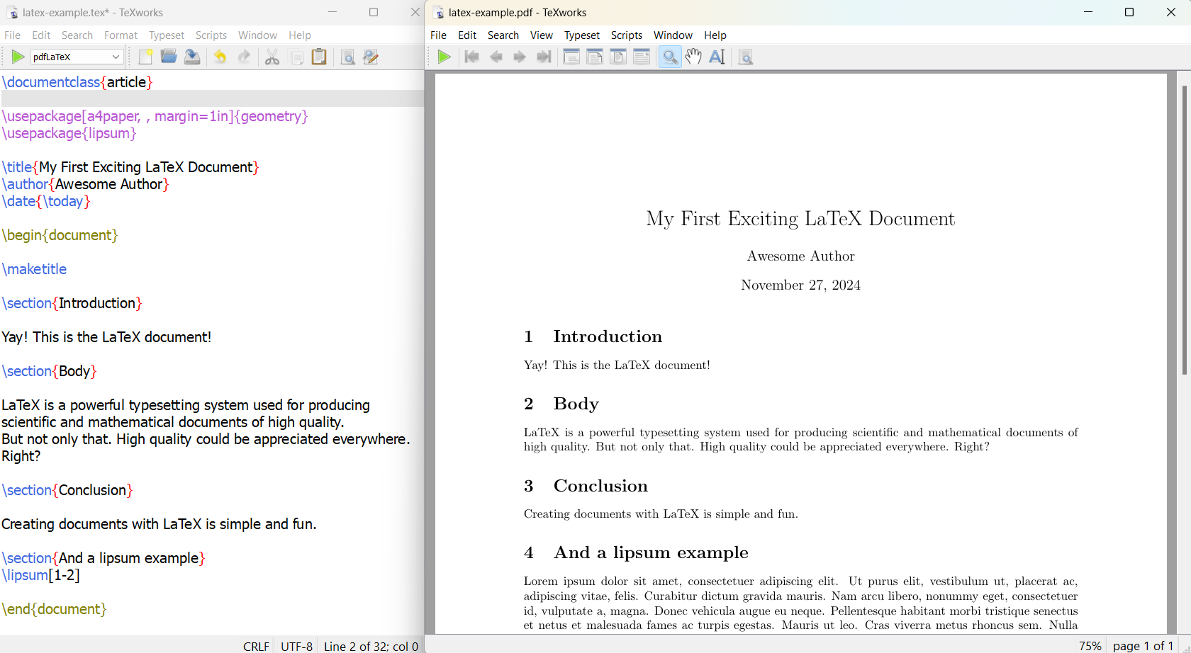 Latex Document Example - Compiled to PDF Latex Document Example