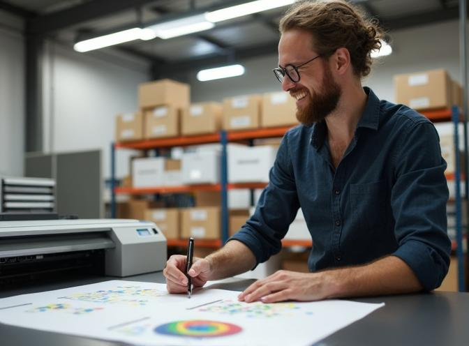 An AI-generated photo of happy printer user happy printer user