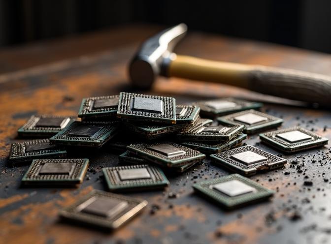 verbrande CPUs en een hamer verbrande CPUs en een hamer