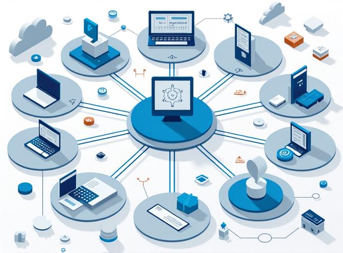 Diagrama técnico de dispositivos de rede para monitoramento e controle
