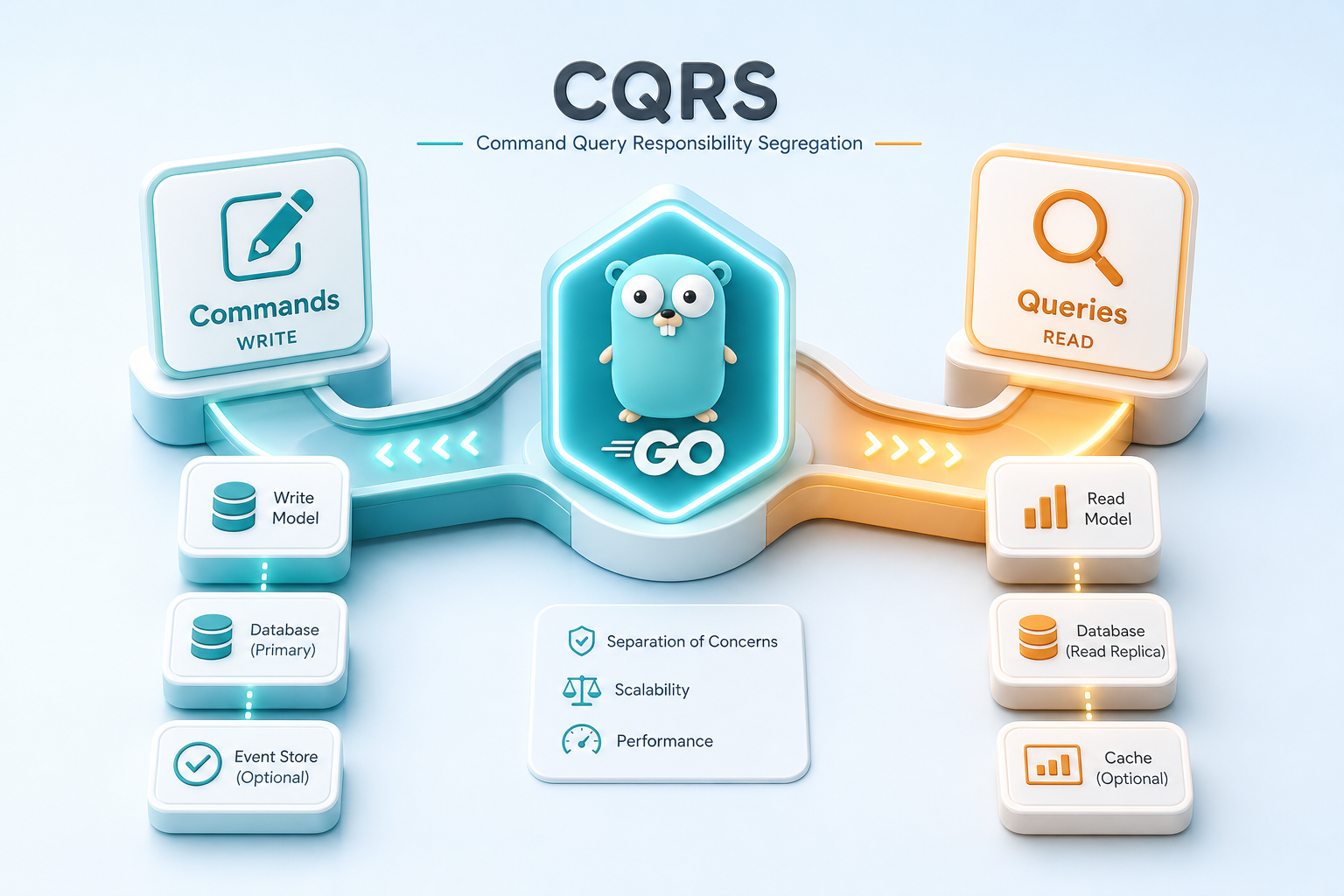 CQRS en Go: separando comandos y consultas CQRS en Go: comandos y consultas como rutas separadas a través de un hub de gopher de Go