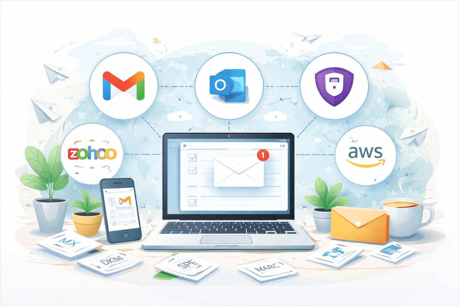 Google Workspace, Microsoft 365, Zoho, Proton, and AWS WorkMail for a custom domain Hosted email options compared