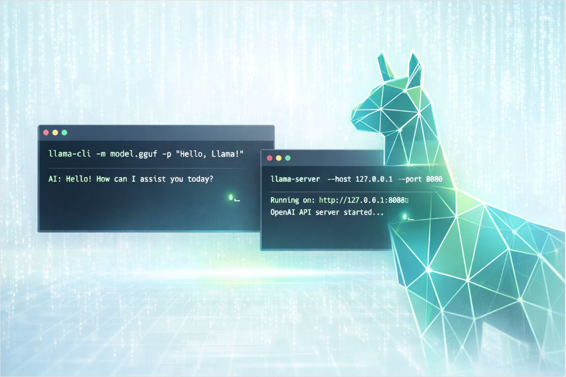 Stylisierte Llama mit Apple-Terminals
