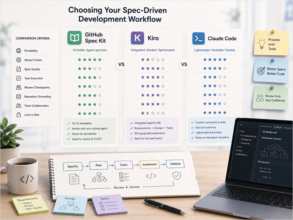 Flujos de trabajo SDD: GitHub Spec Kit vs Kiro vs Claude Code Flujos de trabajo de desarrollo guiado por especificaciones: GitHub Spec Kit vs Kiro vs Claude Code