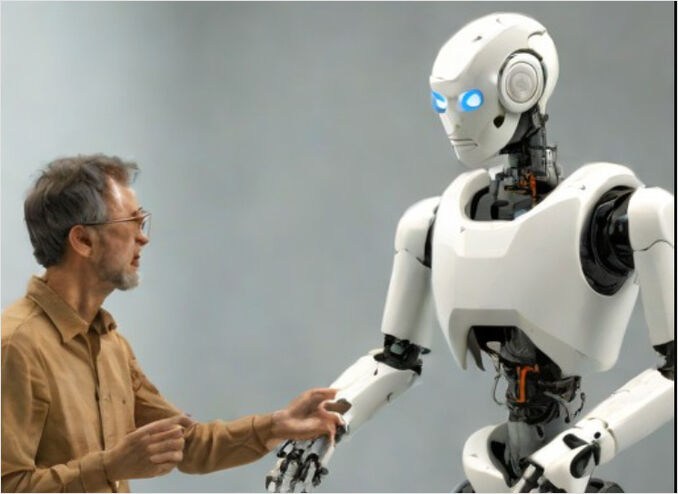 att instruera LLMs är inte lätt, robotar lyssnar inte. Människa förklarar komplex idé för en robot