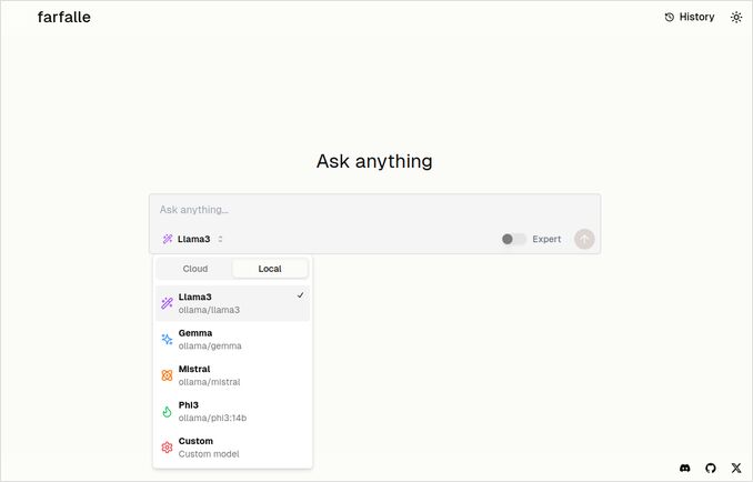 Página inicial da Farfalle