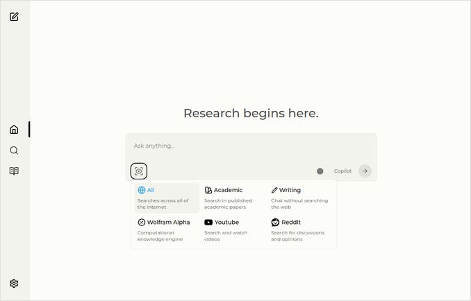 Página inicial do Perplexica