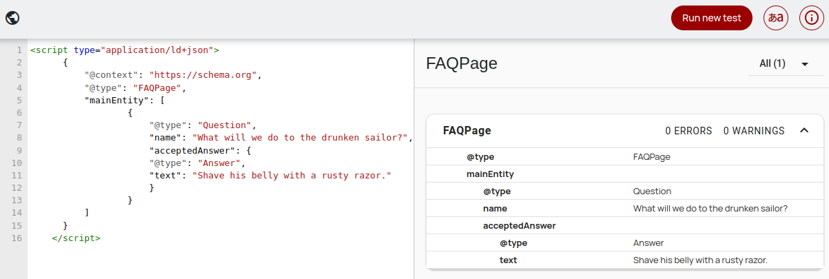 Validated FAQ snipped screenshot