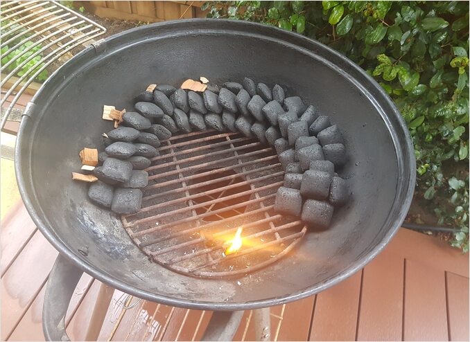 snake-arranged coals in my BBQ