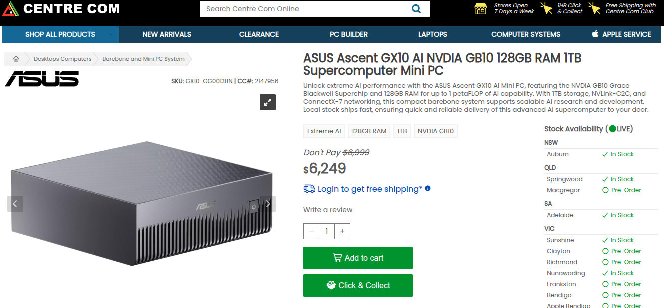 centrecom dgx spark asus ascent gx10