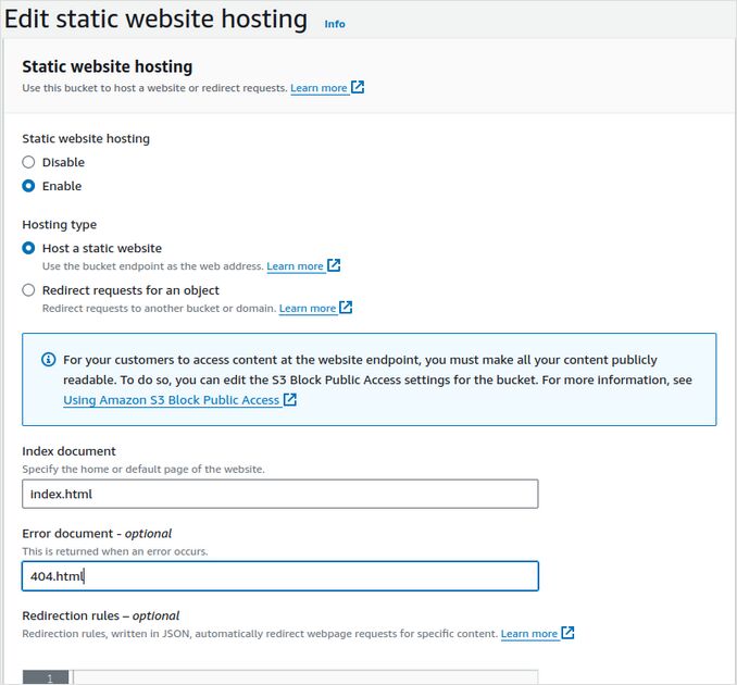 editing static website hosting